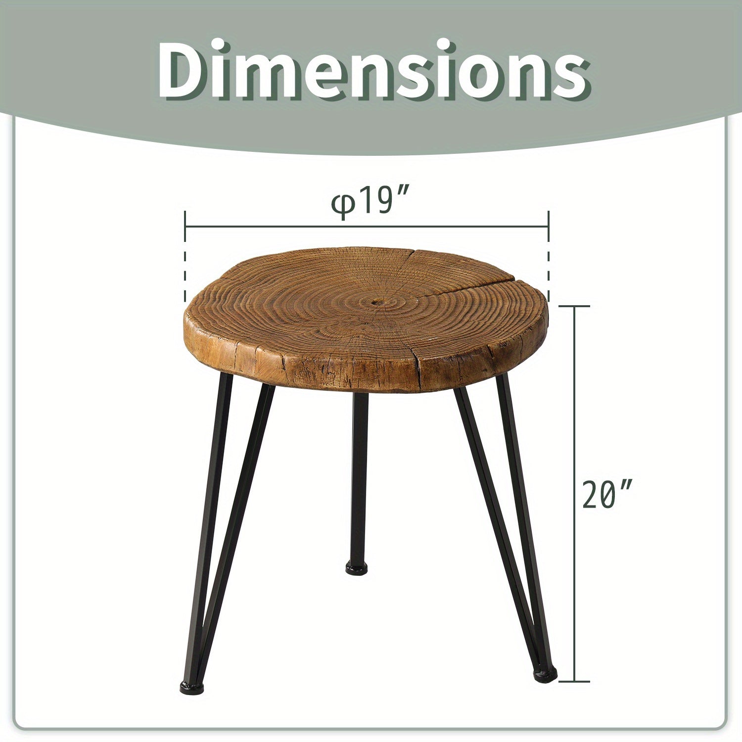 Outdoor Indoor Coffee Table, 50cm Wooden Look Coffee Table, Concrete Outdoor Side Table, Modern Round Metal Coffee Table for Livingroom Bedroom, Garden, Backyard