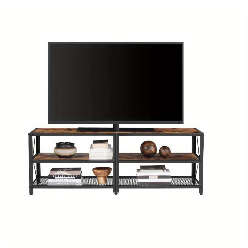 TV Stand, TV Console for TVs Up to 165cm, TV Table, 55. 1 Inches Width, TV Cabinet with Storage Shelves, Steel Frame, for Living Room, Bedroom