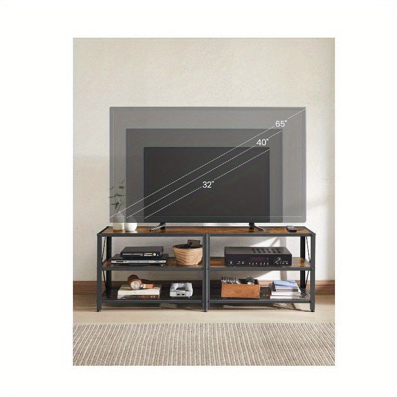 TV Stand, TV Console for TVs Up to 165cm, TV Table, 55. 1 Inches Width, TV Cabinet with Storage Shelves, Steel Frame, for Living Room, Bedroom