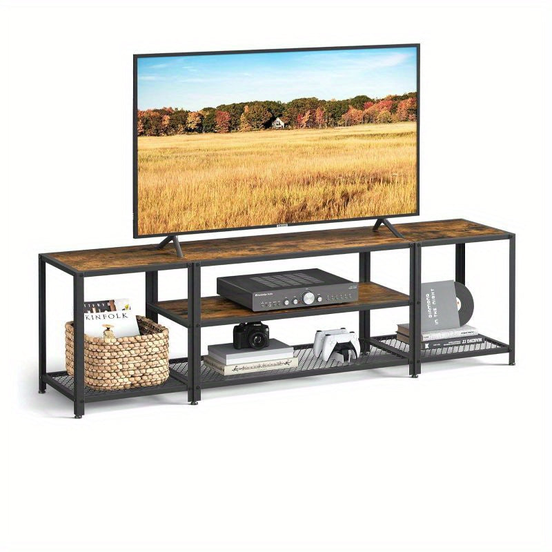 Modern TV Stand for TVs up to 75 Inches, 3-Tier Entertainment Center, Industrial TV Console Table with Open Storage Shelves, for Living Room, Bedroom