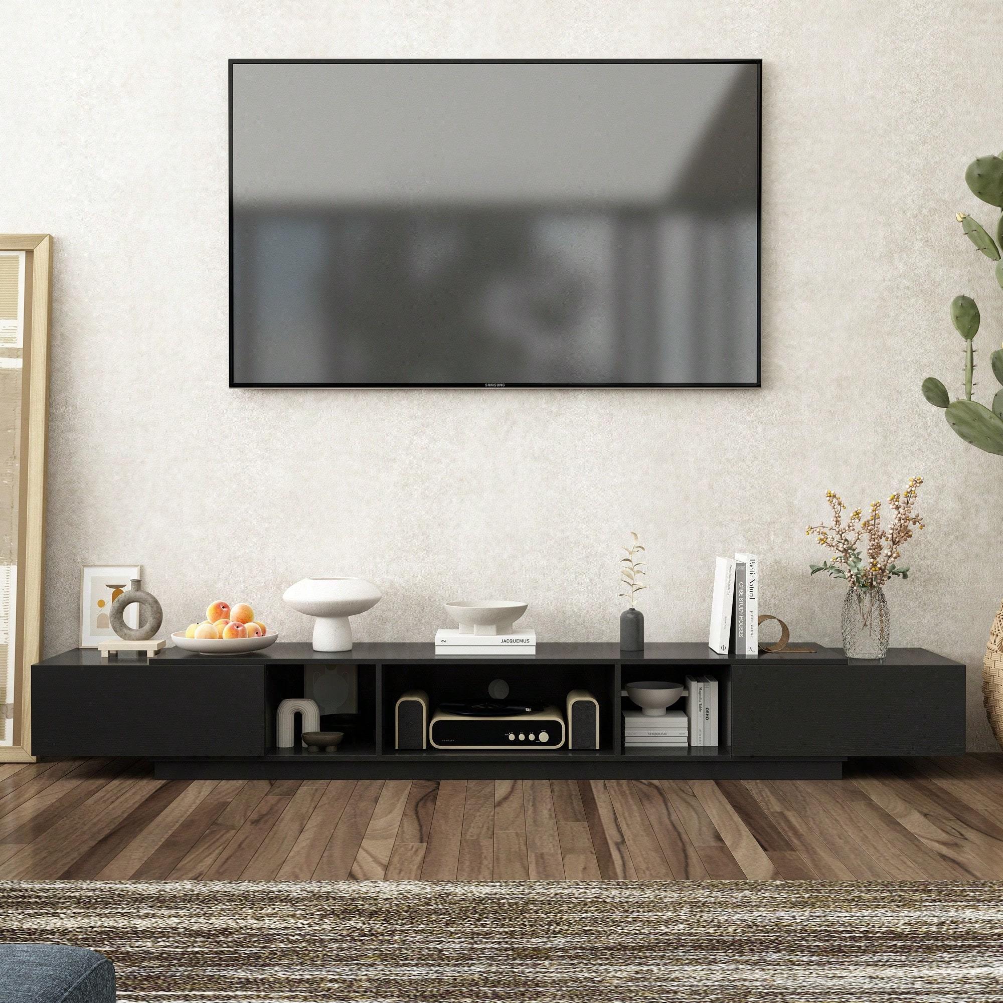 Modern TV Stand for TVs up to 100", Gaming Entertainment Center with 2 Drawers & Shelves