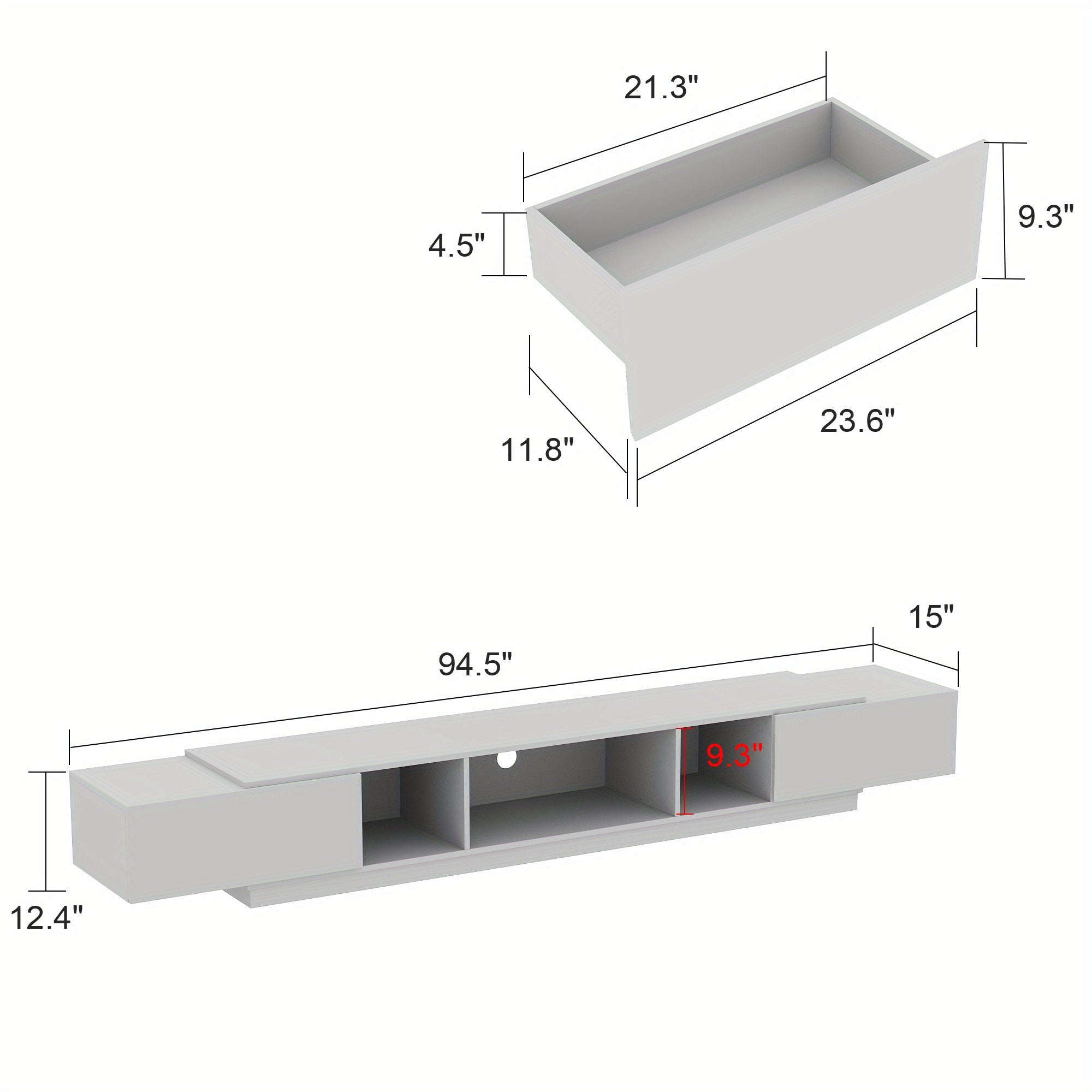 Modern TV Stand for TVs up to 100", Gaming Entertainment Center with 2 Drawers & Shelves