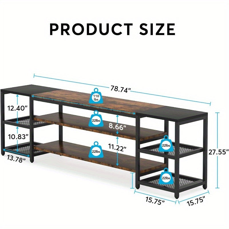 198cm TV Stand for TVs up to 216cm, with Storage Shelveswith Storage Shelves for Living Room, Entertainment Room