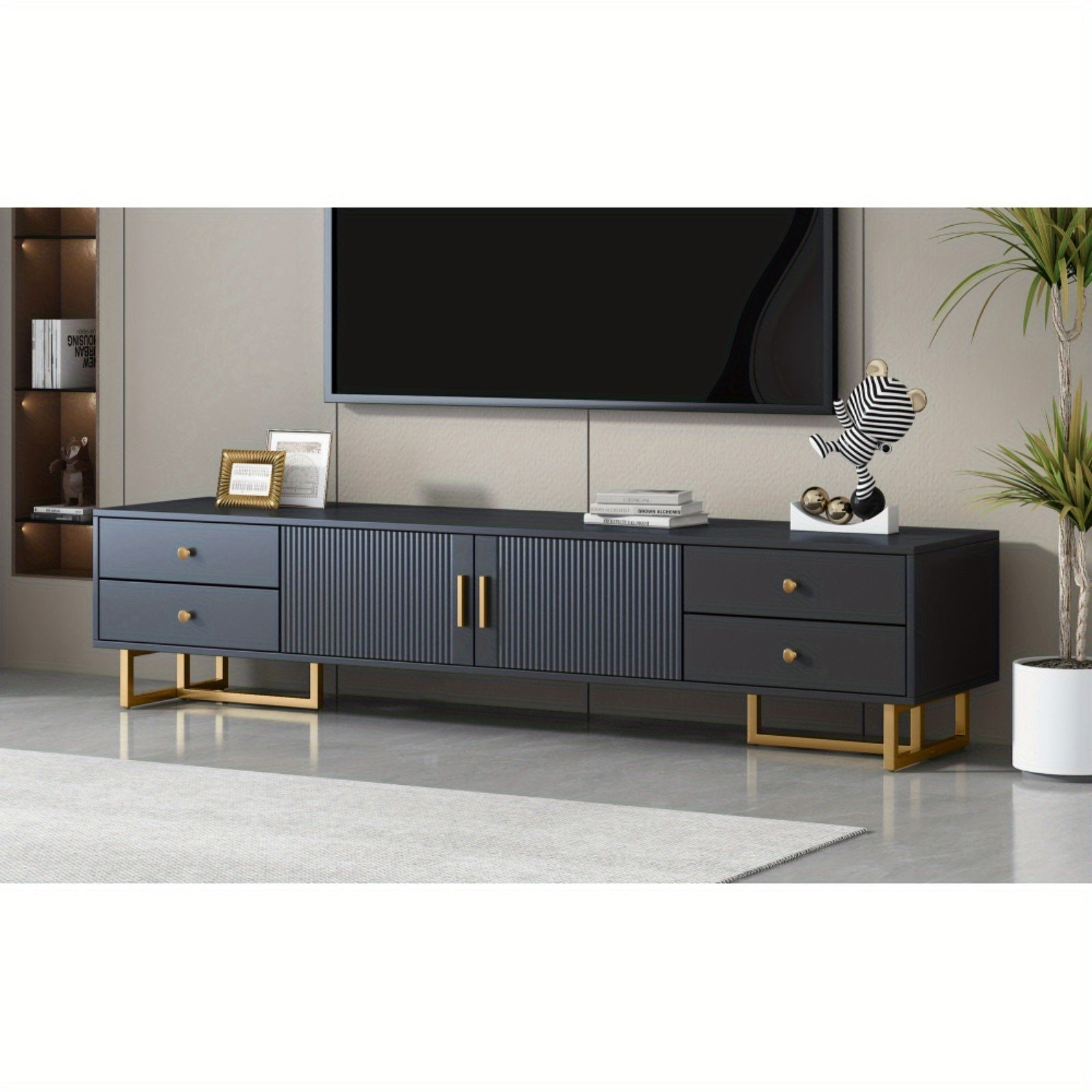 TV Stand for 165cm+ TV, Entertainment Center TV Media Console Table, Modern TV Stand with Storage, TV Console Cabinet Furniture for Living Room