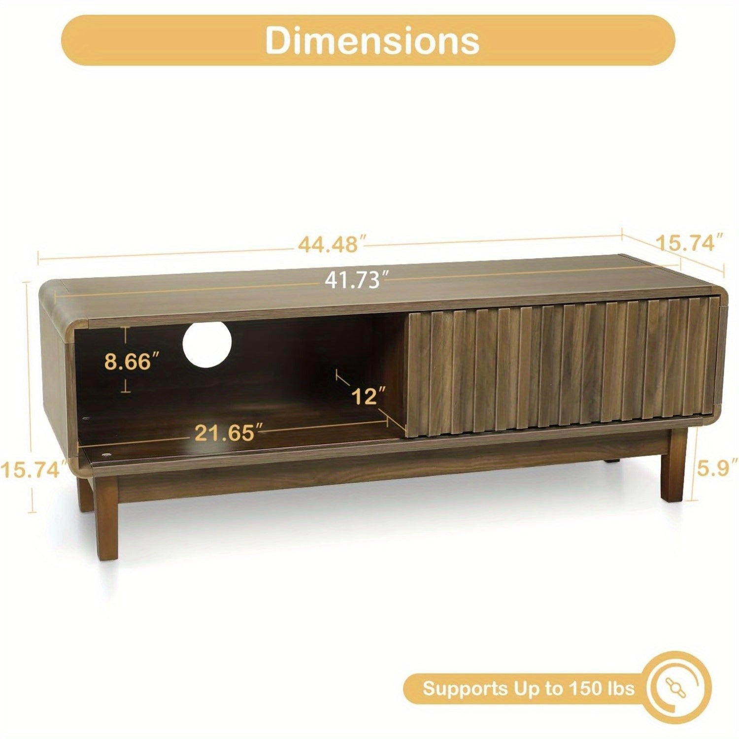 Mid Century Modern TV Stand for 127cm TV, Small Media TV Console for Living Room