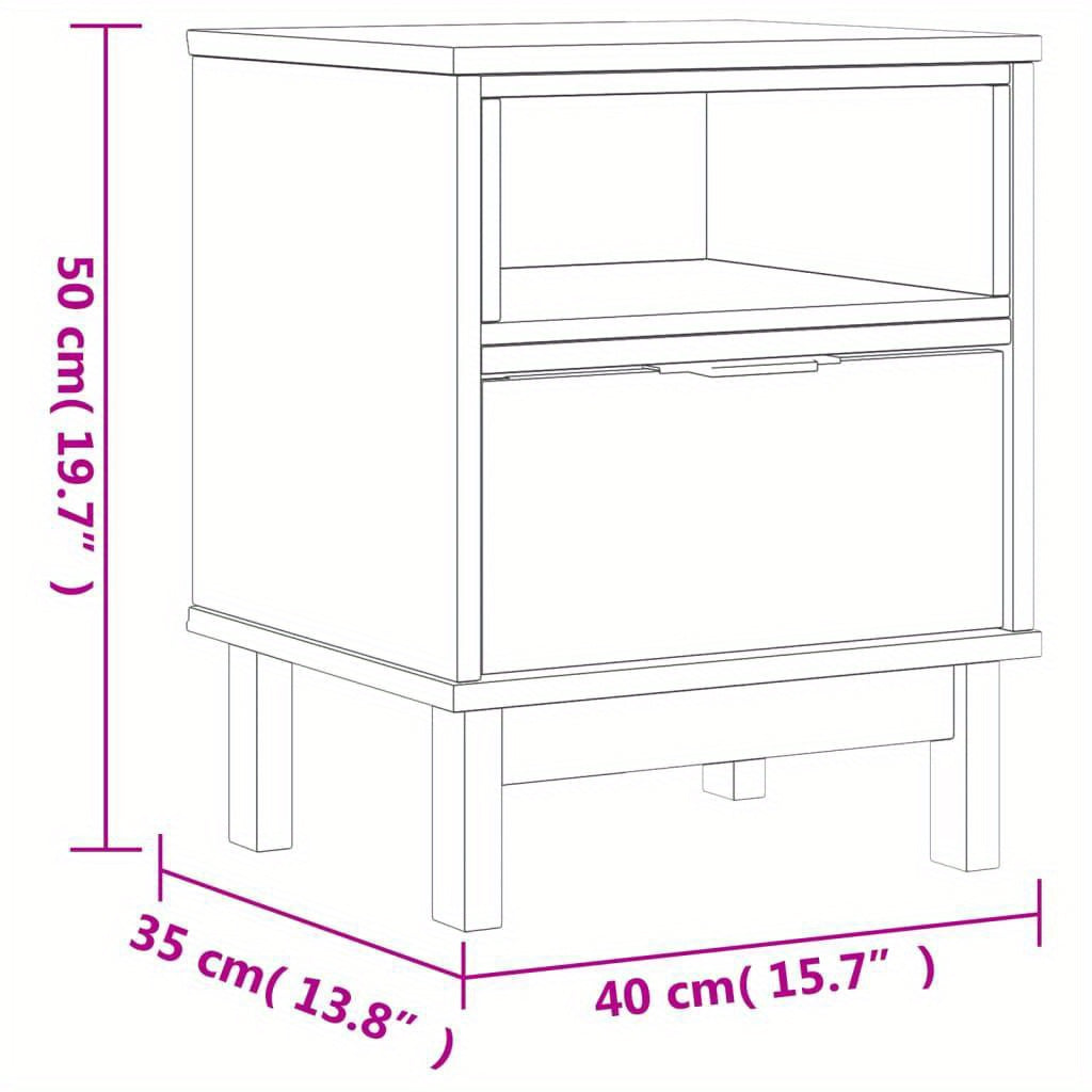 Wooden Bedside Cabinet with Drawer FLAM 15. 3. 9. 7 - Solid Pine Nightstand in Oak Finish - FLAM Furniture Range