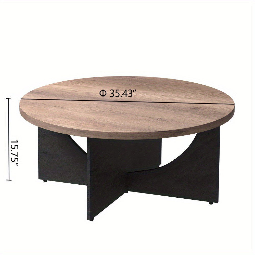 89cm Modern Retro Round Coffee Table for Living Room and Bedroom