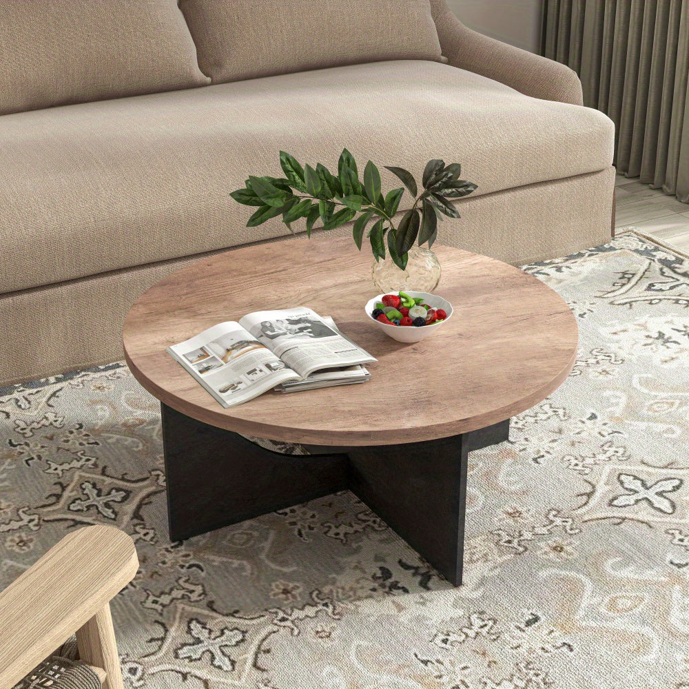 89cm Modern Retro Round Coffee Table for Living Room and Bedroom