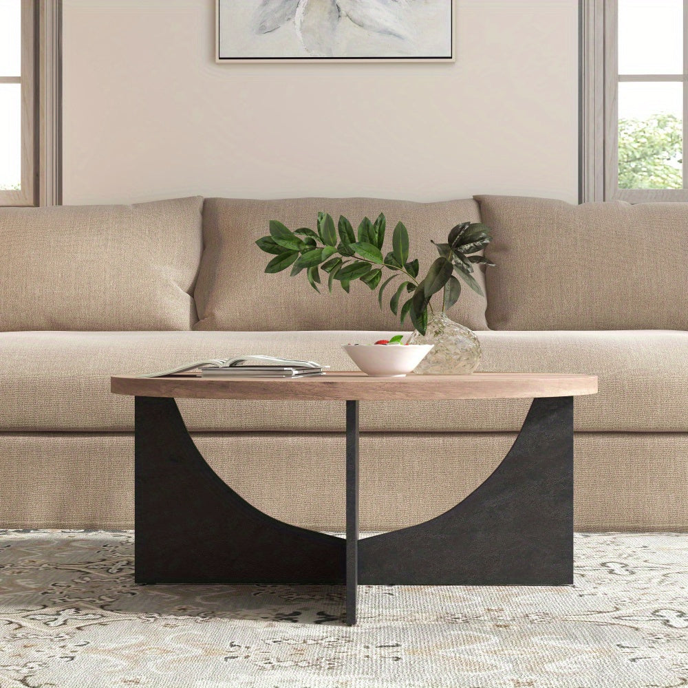 89cm Modern Retro Round Coffee Table for Living Room and Bedroom