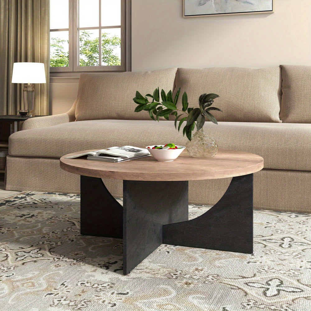 89cm Modern Retro Round Coffee Table for Living Room and Bedroom