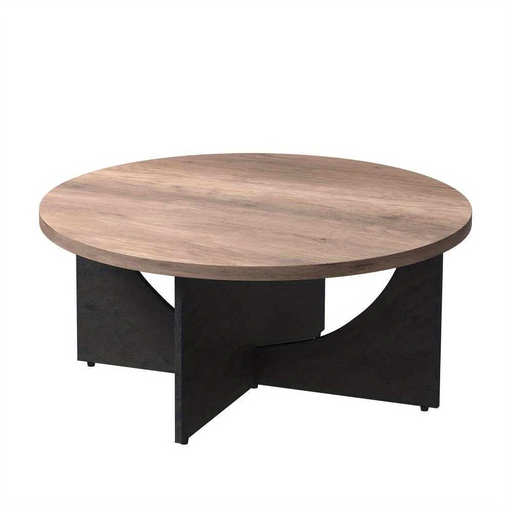 89cm Modern Retro Round Coffee Table for Living Room and Bedroom