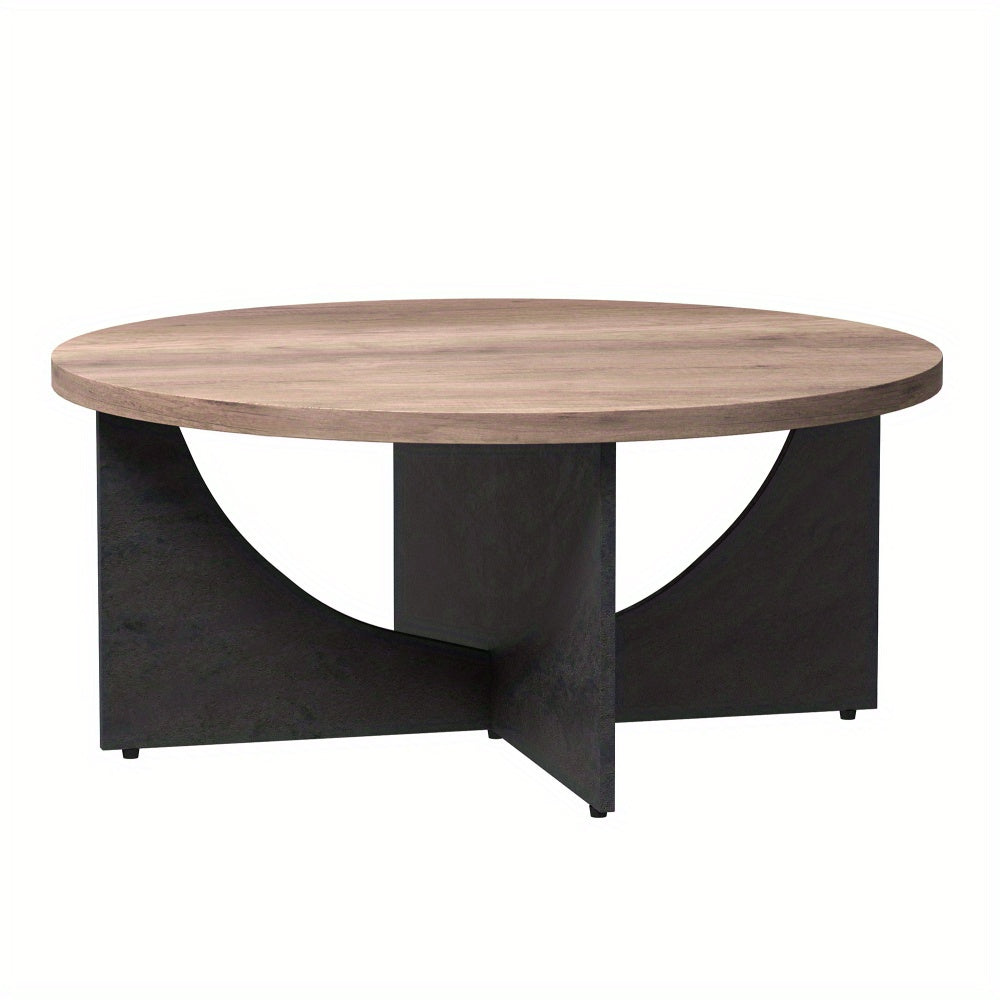 89cm Modern Retro Round Coffee Table for Living Room and Bedroom