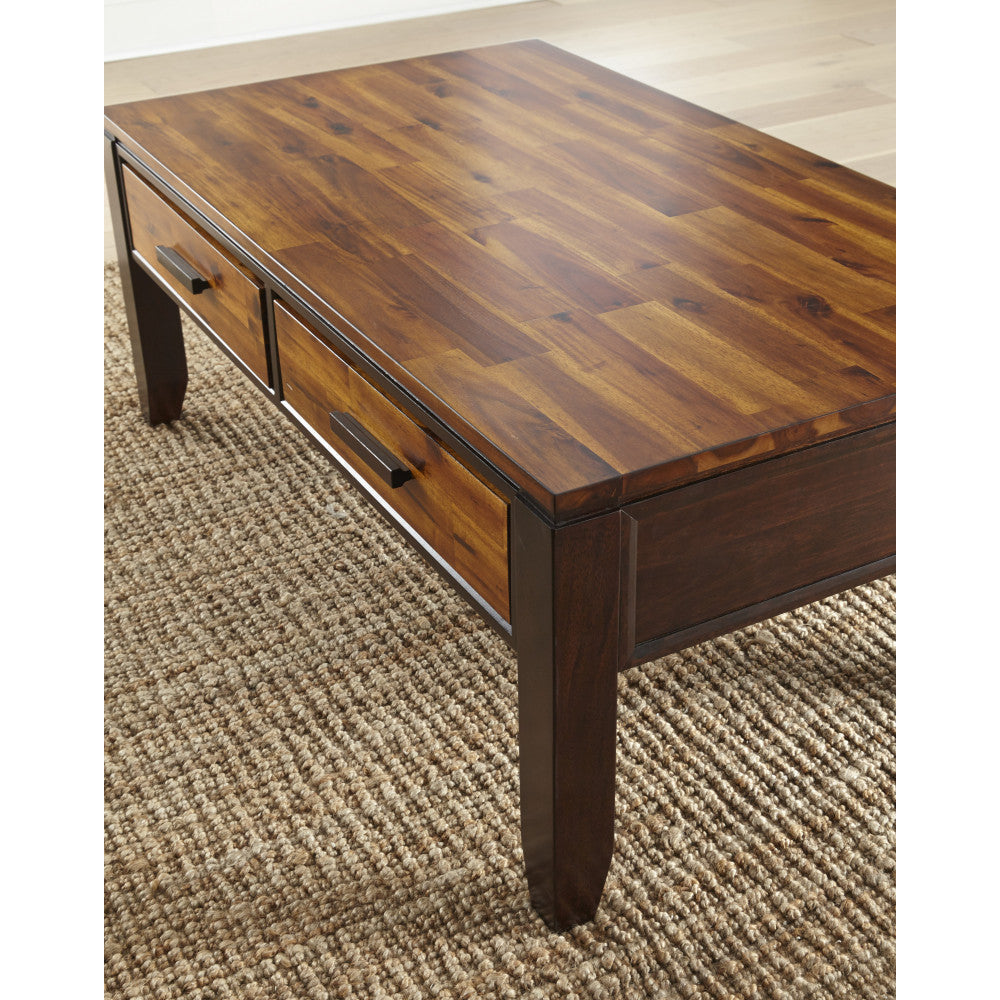 Modern Wooden Coffee Table with Solid Hardwood Top, Contemporary Design, No Electricity Required