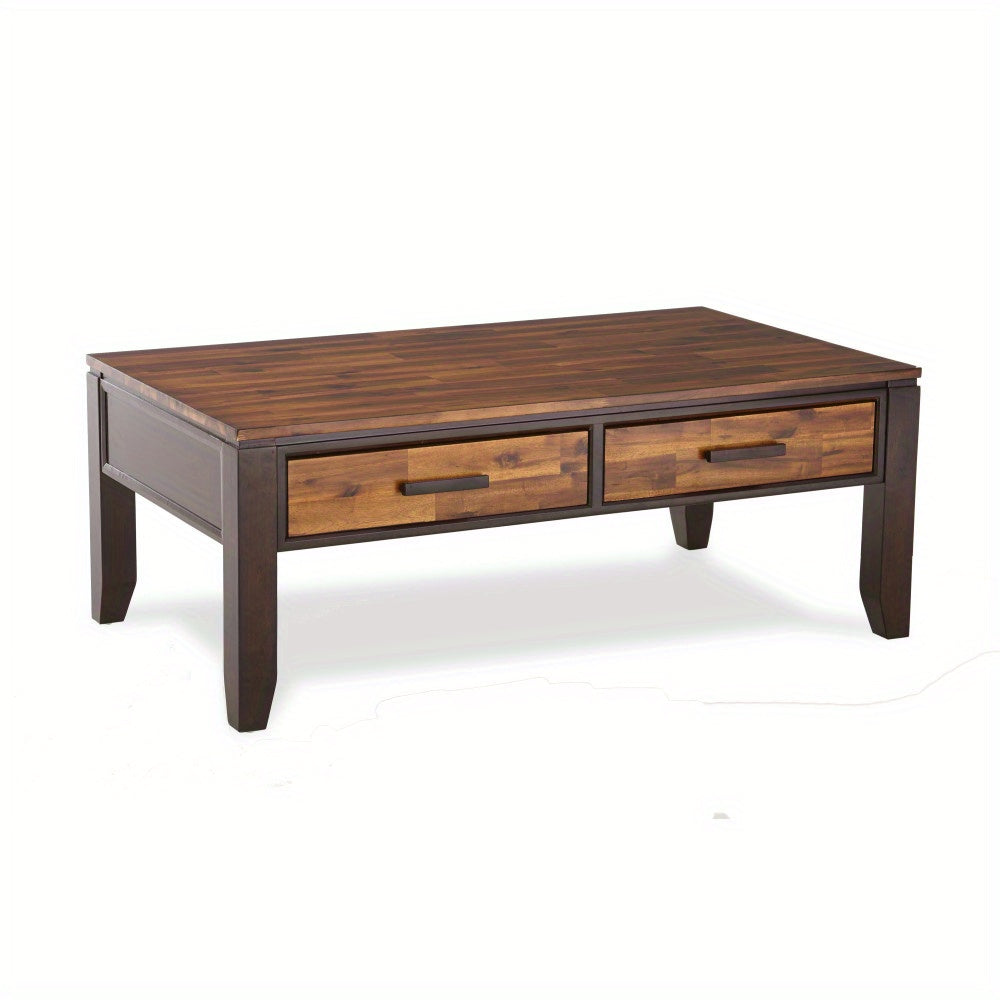 Modern Wooden Coffee Table with Solid Hardwood Top, Contemporary Design, No Electricity Required