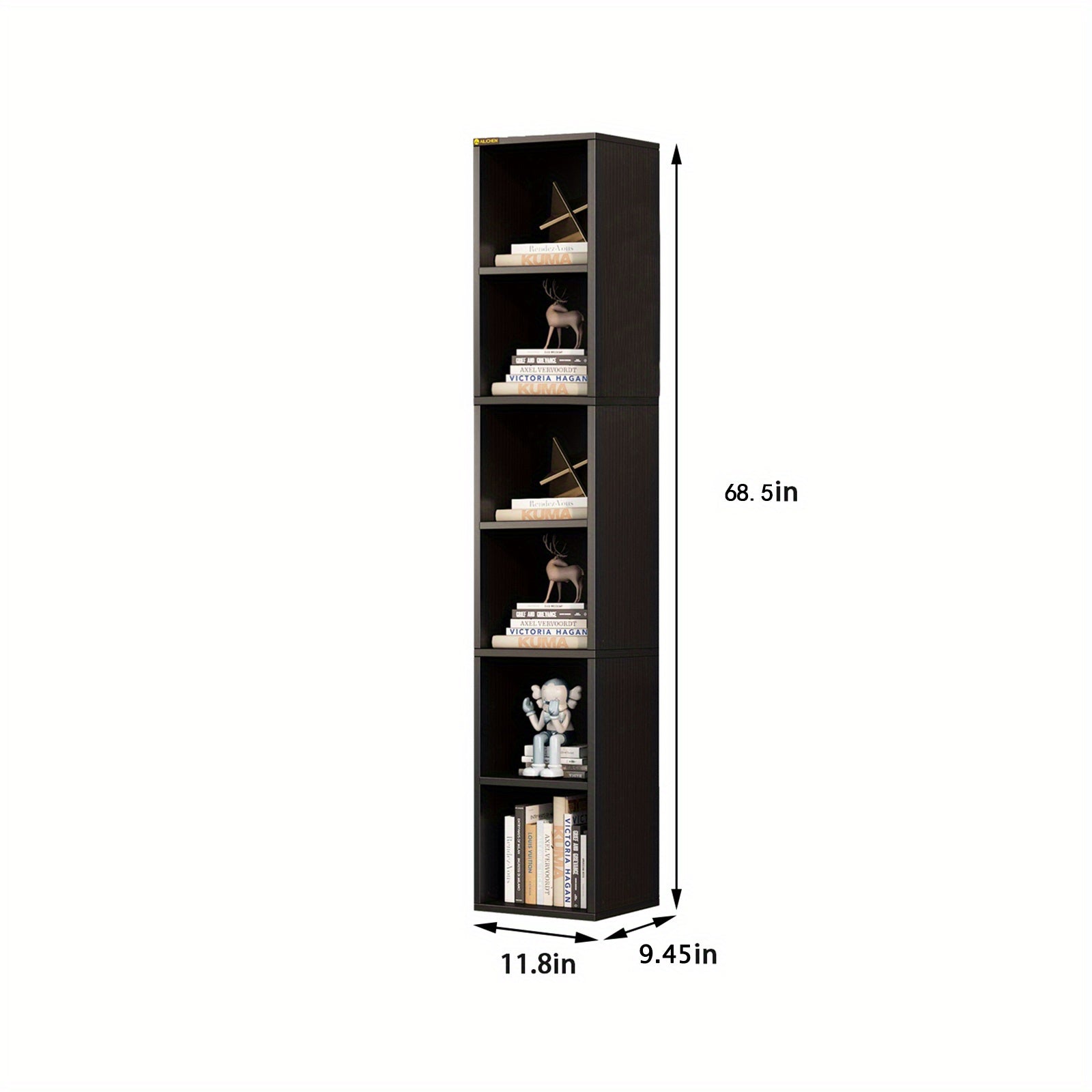 174cm Tall Narrow Bookshelf, Modern Wooden Corner Bookcase for Stylish Storage, 6 Cubes Storage Organizer Display Shelving for Bedroom, Library, Living Room, Home, Office