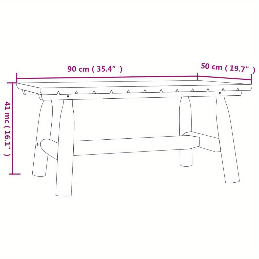 Rustic Wooden Coffee Table with Sturdy Solid Spruce Wood Top - Sofa Table for Indoor and Outdoor Use with - 90x41 cm