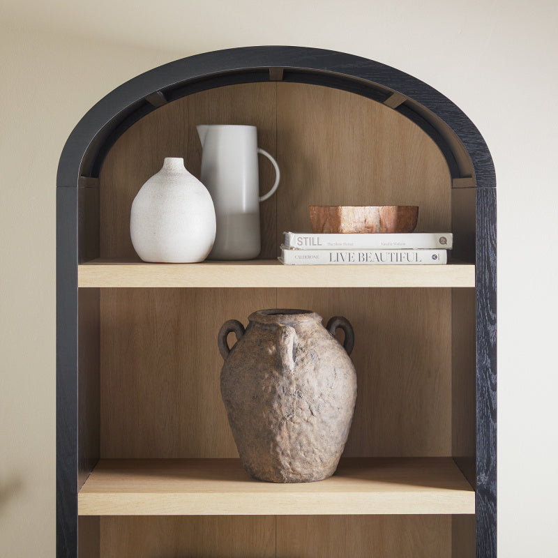 Modern 5 Shelf Open Arched Bookshelf - Black