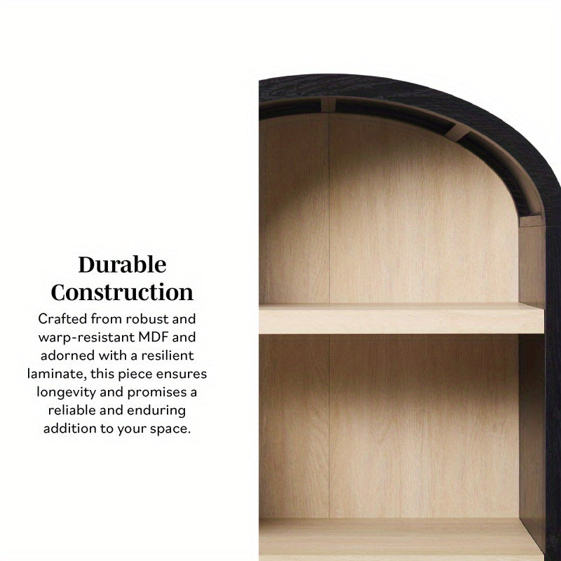 Modern 5 Shelf Open Arched Bookshelf - Black