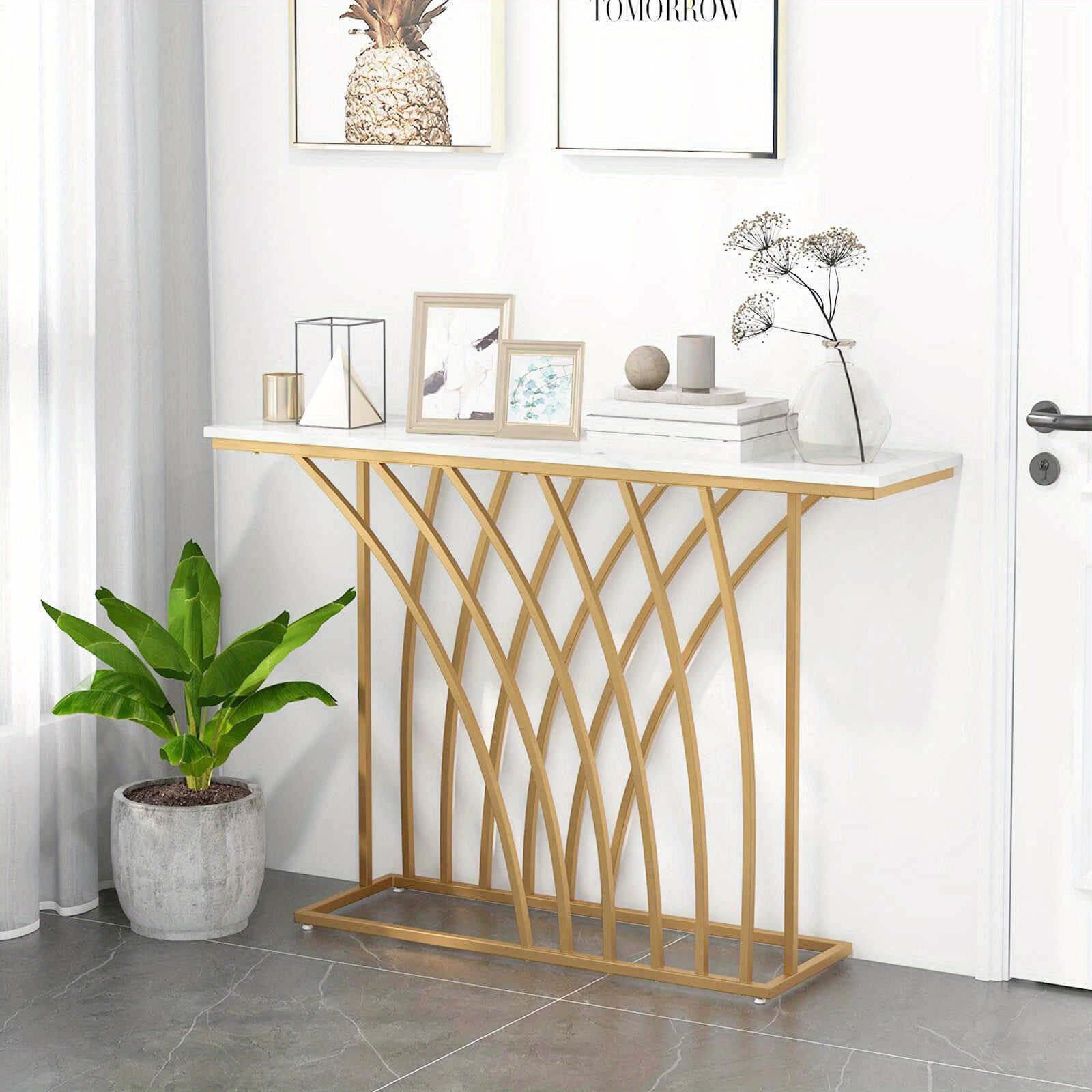 122 cm Console Table Modern Accent Entryway Table Long Behind Couch Table