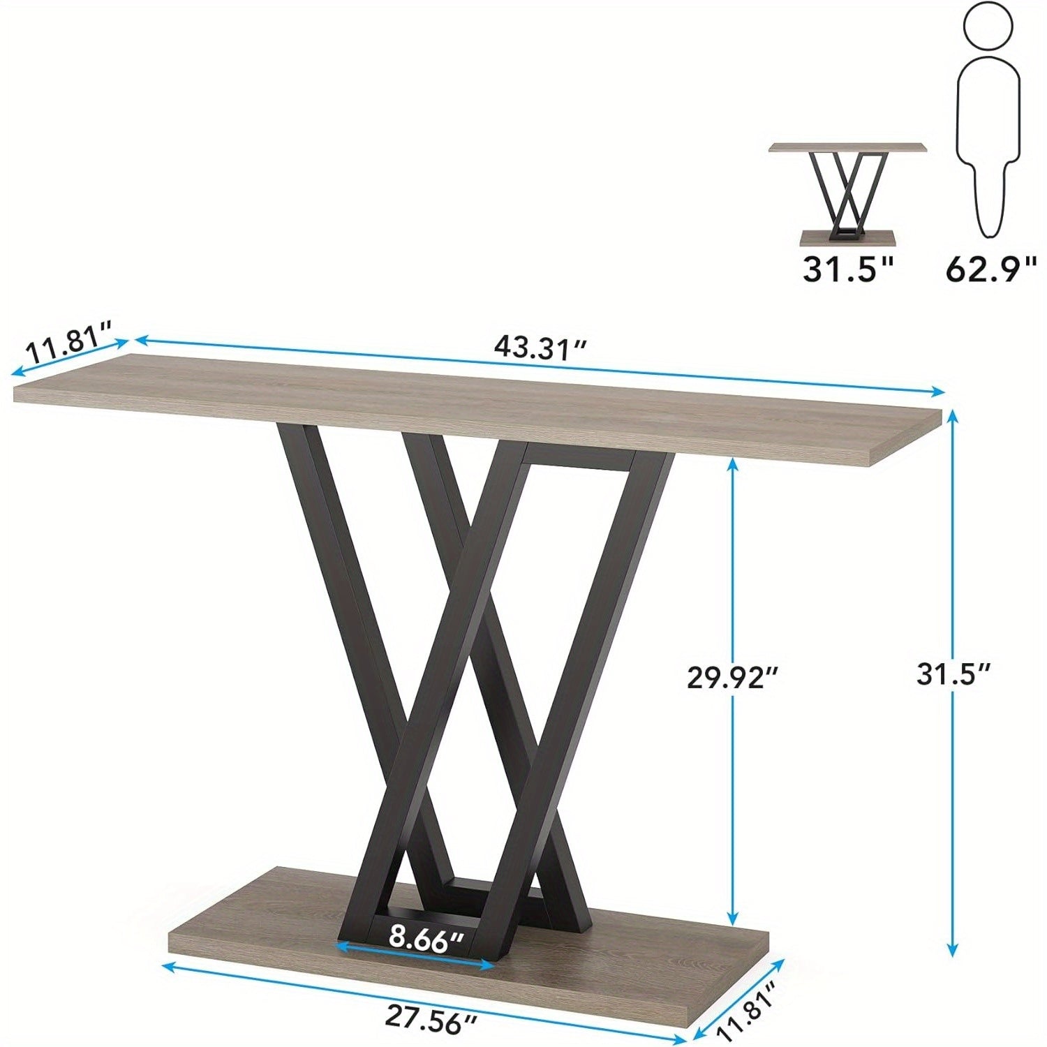 Golden Console Table, 109 cm Entryway Tables Narrow Sofa Table for Living Room, Modern Hallway Table for Entryway, Stable Metal Frame & Easy Assembly, Faux Marble White