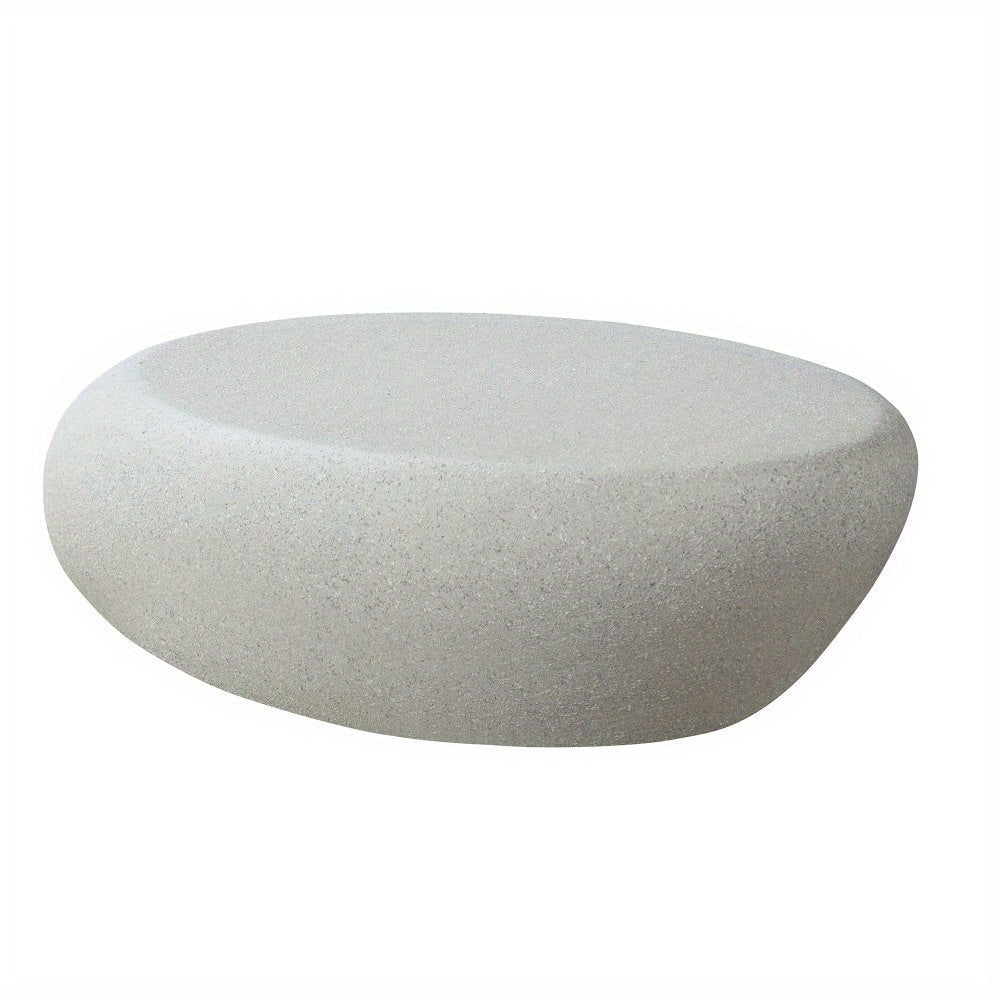 Fiberglass Elliptical Coffee Table for Living Room Vintage Table, Matte Rocks Table front of the Sofa, Irregular Center Table