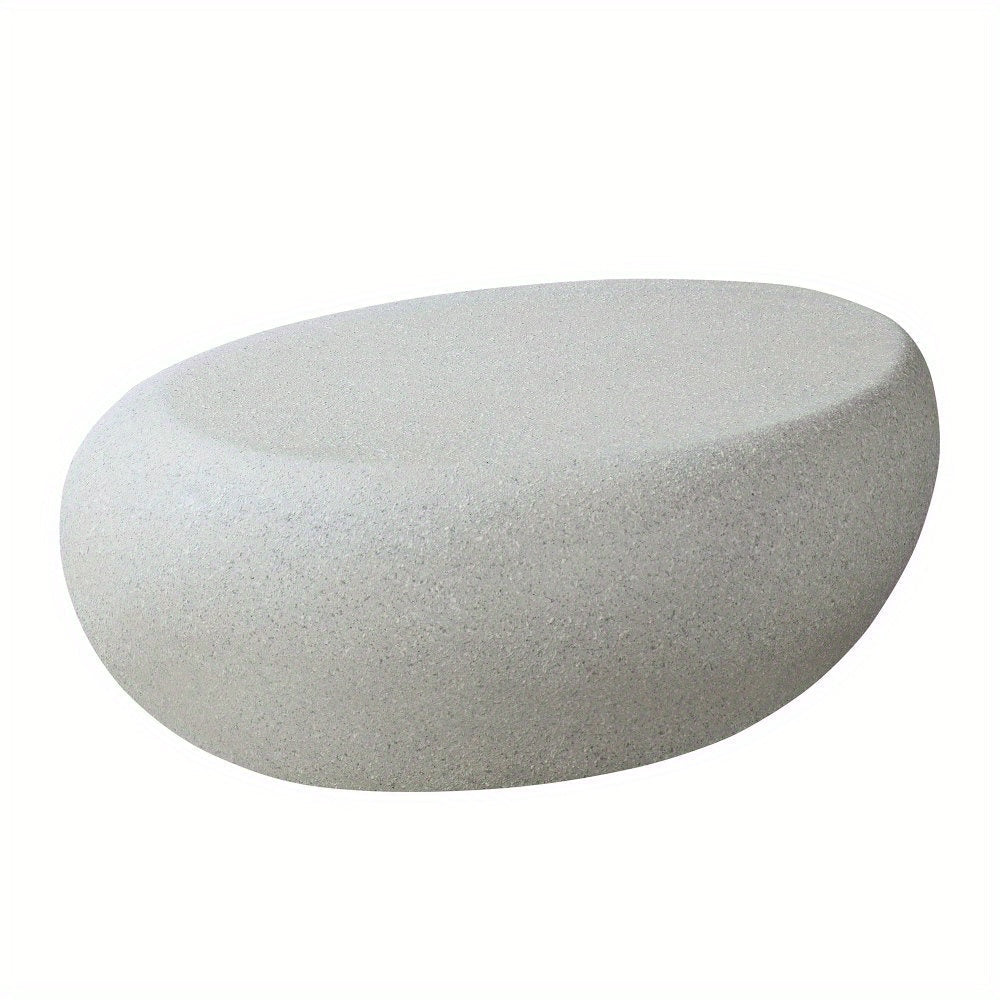 Fiberglass Elliptical Coffee Table for Living Room Vintage Table, Matte Rocks Table front of the Sofa, Irregular Center Table