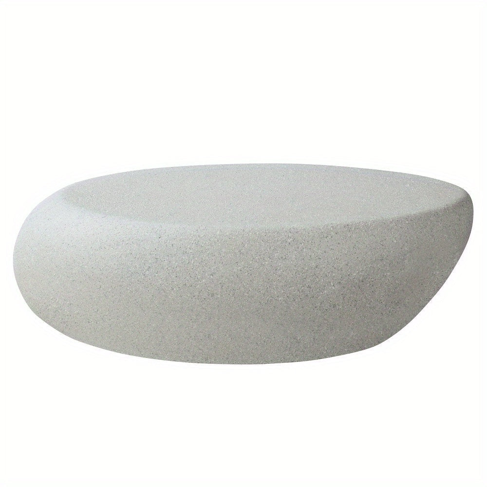 Fiberglass Elliptical Coffee Table for Living Room Vintage Table, Matte Rocks Table front of the Sofa, Irregular Center Table