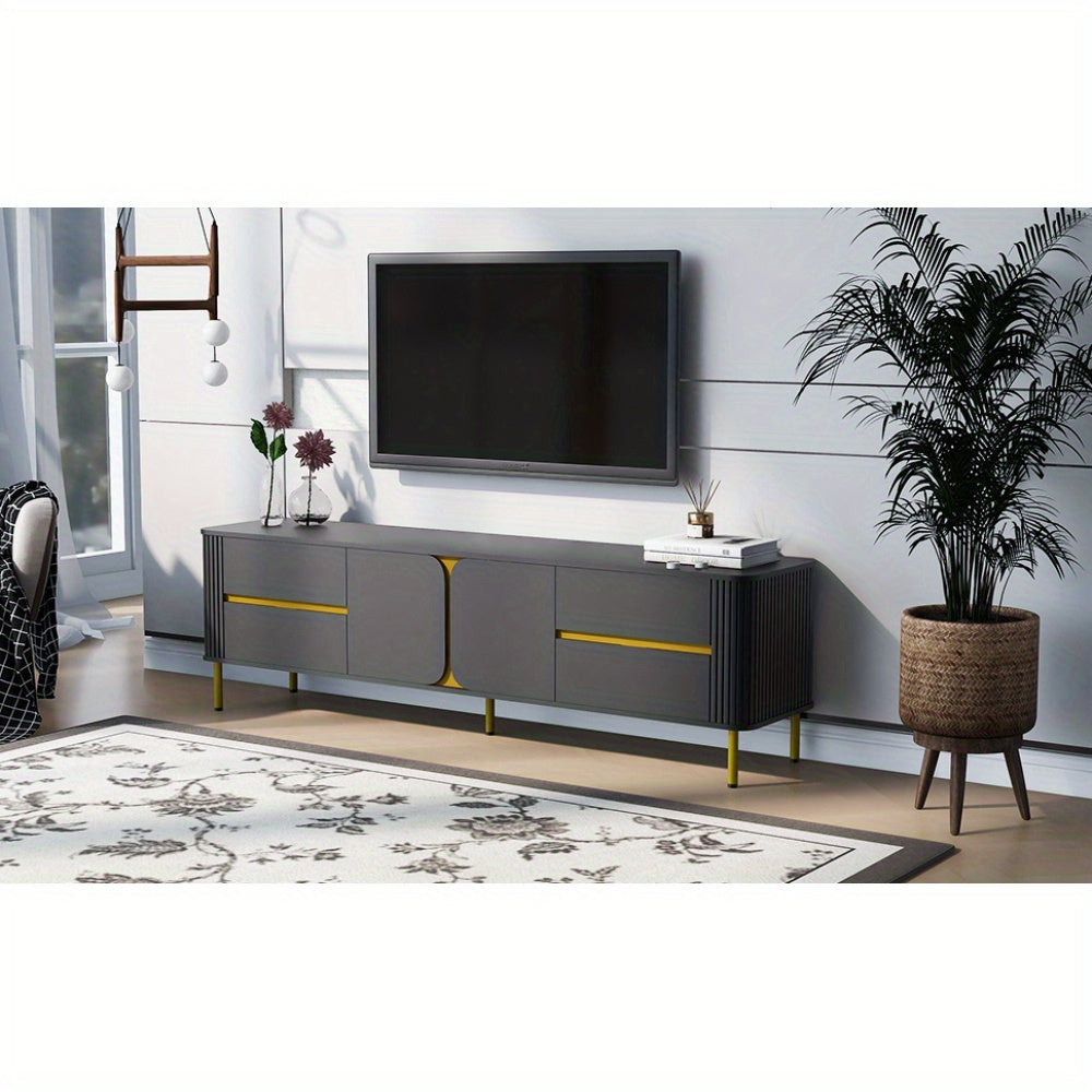 Modern TV Stand for TVs up to 203cm, Modern Entertainment Center Media Console with 4 Drawers and 1 Spacious cabinet for Living room, 2 Colors Available