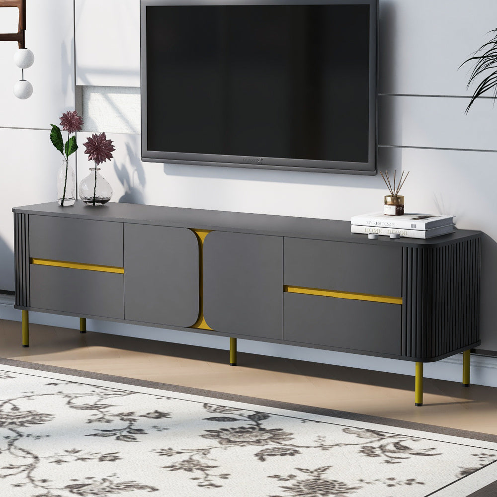 Modern TV Stand for TVs up to 203cm, Modern Entertainment Center Media Console with 4 Drawers and 1 Spacious cabinet for Living room, 2 Colors Available