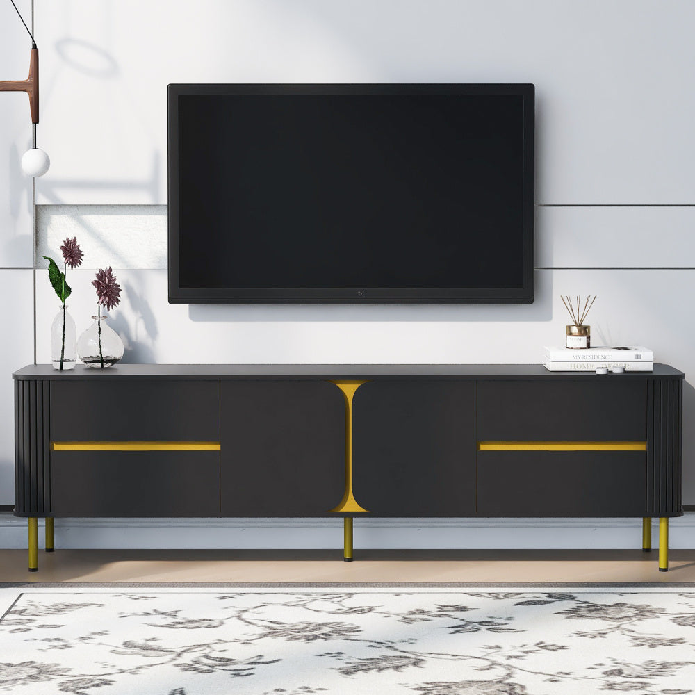 Modern TV Stand for TVs up to 203cm, Modern Entertainment Center Media Console with 4 Drawers and 1 Spacious cabinet for Living room, 2 Colors Available