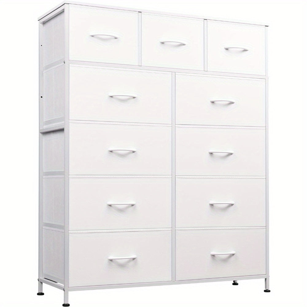 Tall Dresser for Bedroom, Fabric Dresser Storage Tower, Dresser & Chest of Drawers Organizer Unit with 11 Drawers, Storage Cabinet, Hallway, Closets, Steel Frame, Wood Top