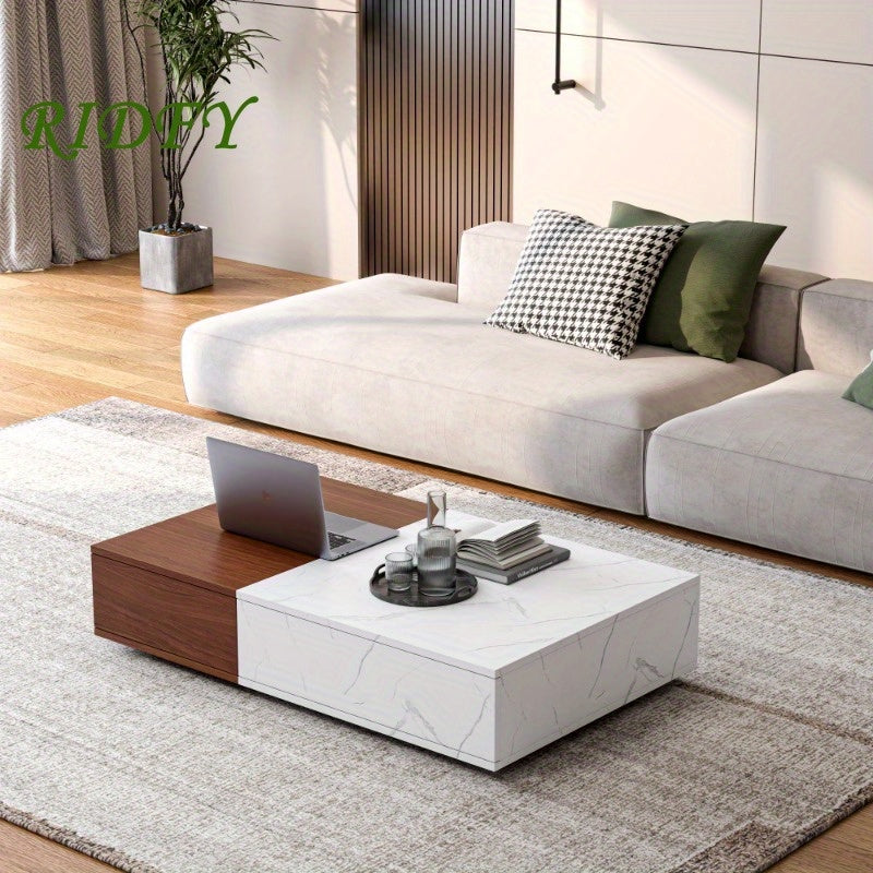 Modern style walnut coffee table with two storage spaces