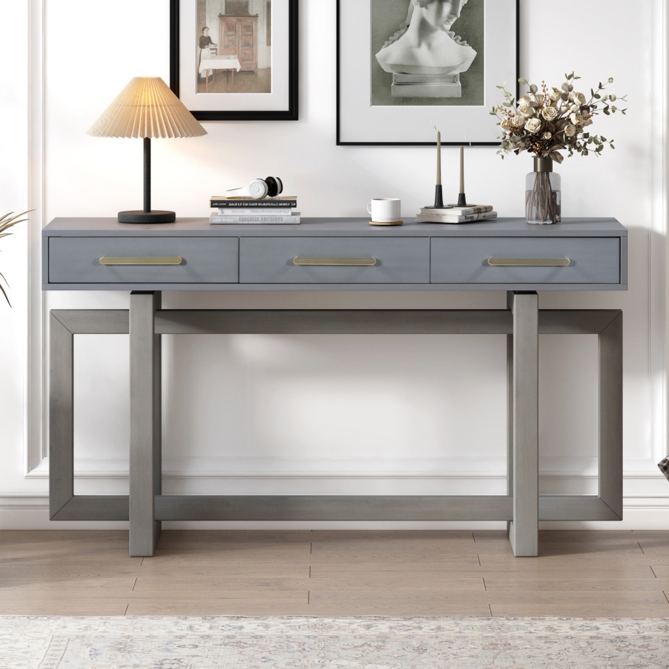 Elegant Console Table with Three Drawers, Extra Long Entryway Table for Entryway, Hallway, Living Room, Foyer, Corridor (Dimensions in cm)