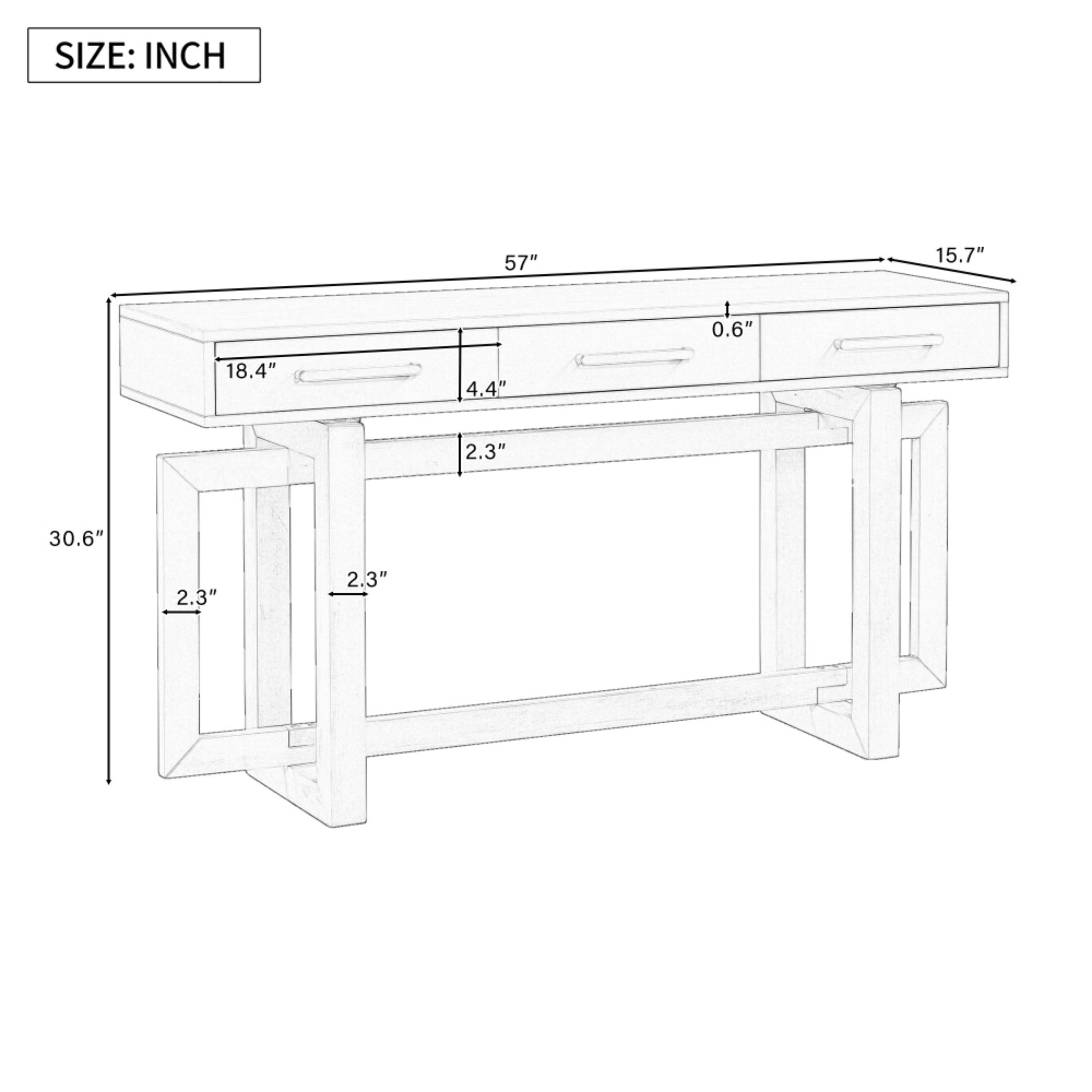 Elegant Console Table with Three Drawers, Extra Long Entryway Table for Entryway, Hallway, Living Room, Foyer, Corridor (Dimensions in cm)