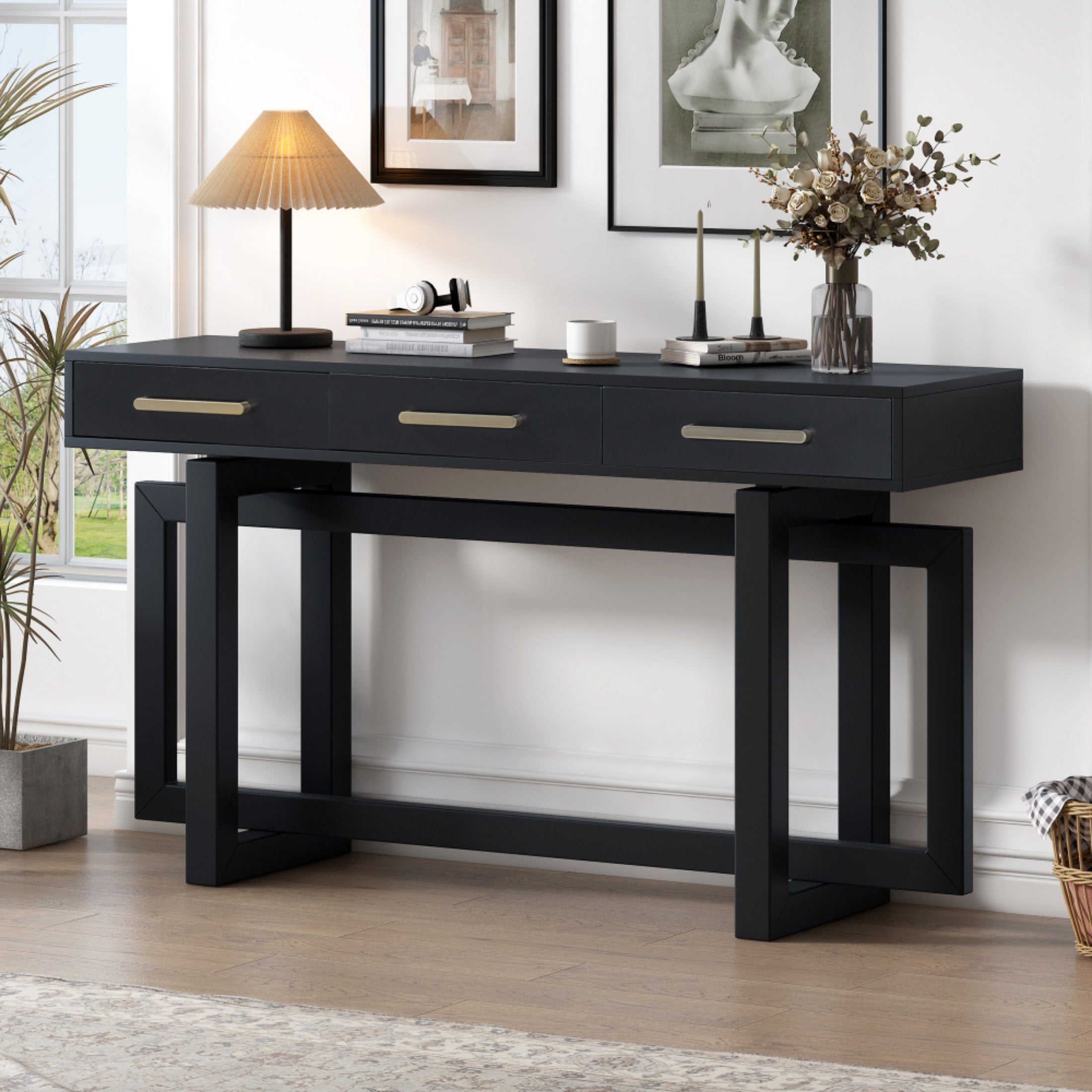 Elegant Console Table with Three Drawers, Extra Long Entryway Table for Entryway, Hallway, Living Room, Foyer, Corridor (Dimensions in cm)