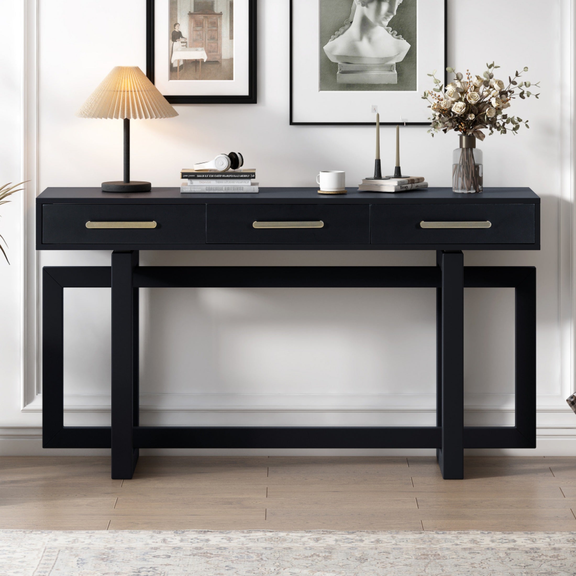 Elegant Console Table with Three Drawers, Extra Long Entryway Table for Entryway, Hallway, Living Room, Foyer, Corridor (Dimensions in cm)