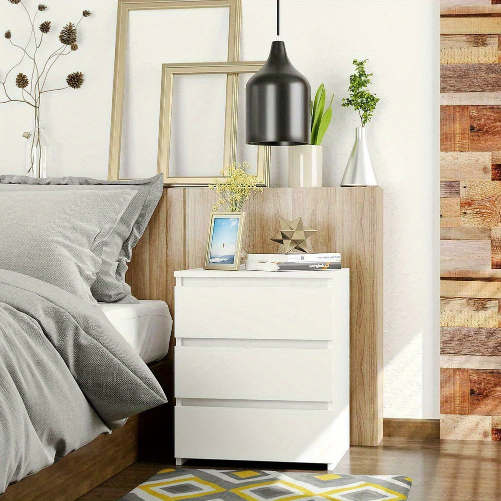 Wooden Bedside Table Cabinet Chest Of 3 Drawers Bedroom Storage Furniture 3 Drawers Side Table Lamp Stand Nightstand Living Room Sofa Side Tables Bedside Cabinet Display Cabinet- Each Layer Bearing 20kg/ 4