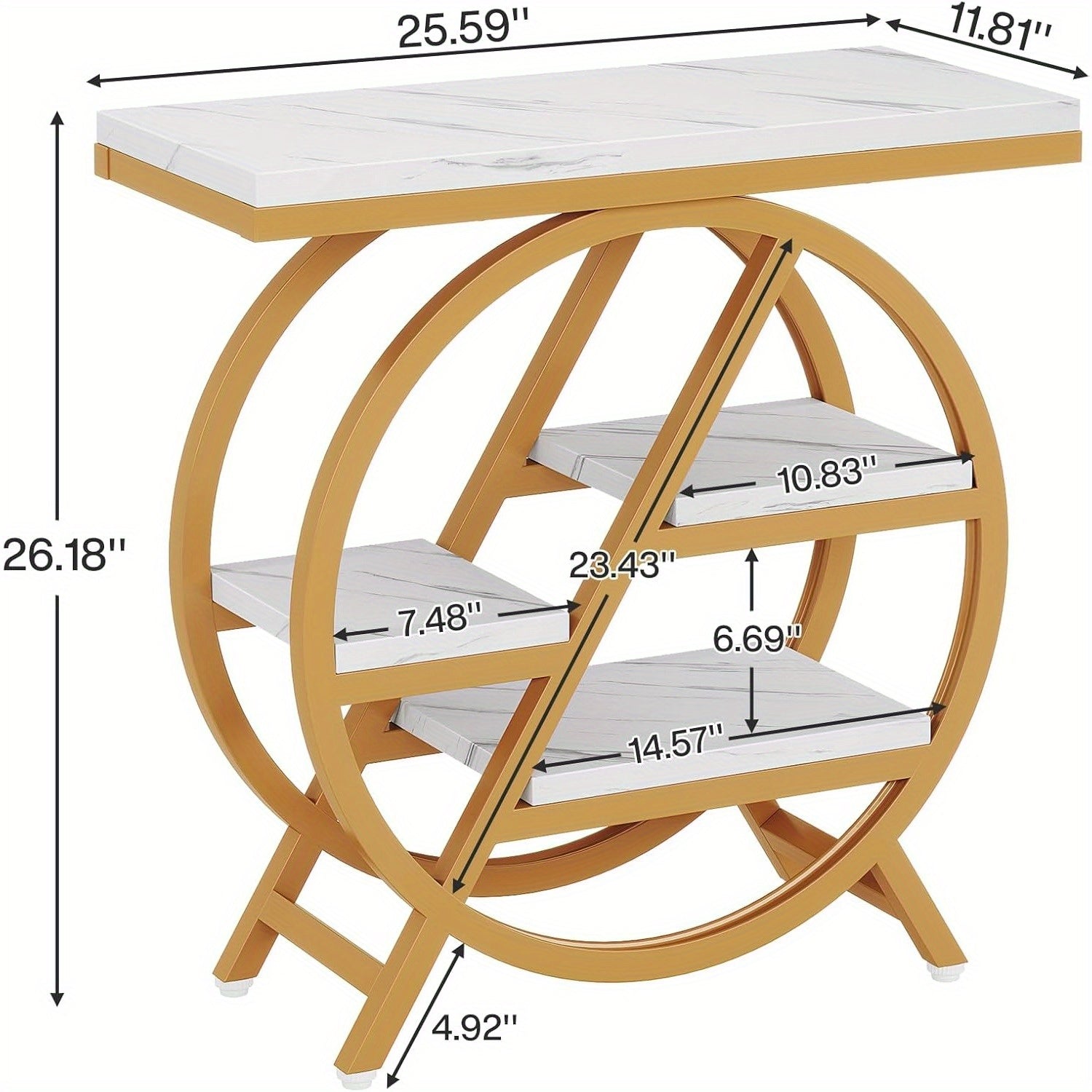 End Table for Living Room, 3-Tier Narrow Side Table with Storage, Wood Sofa Side Table with Geometric Metal Frame, Industrial Nightstand and Bedside Table for Bedroom