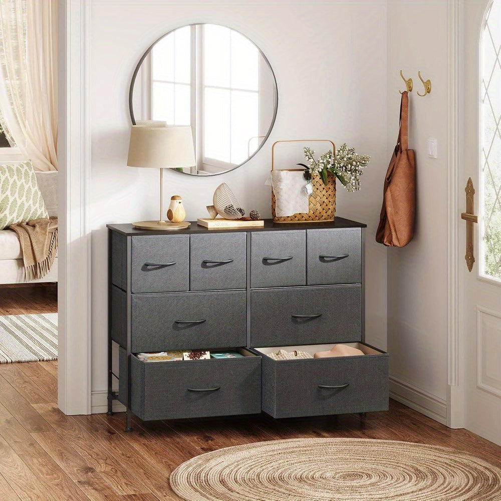 Dresser for Bedroom with 8 Drawers, Wide Fabric Dresser for Storage and Organization, Bedroom Dresser, Chest of Drawers for Living Room, Closet, Entryway