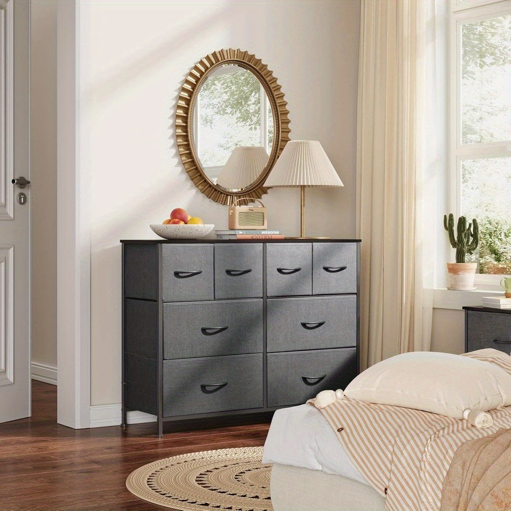 Dresser for Bedroom with 8 Drawers, Wide Fabric Dresser for Storage and Organization, Bedroom Dresser, Chest of Drawers for Living Room, Closet, Entryway