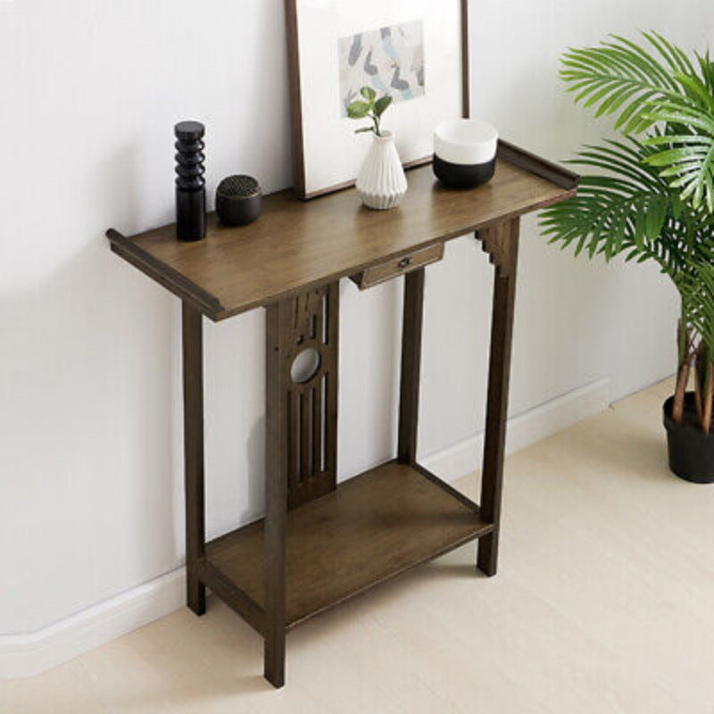 Chinese Style Vintage Console Table Sofa Side Accent Table Entryway with Bottom Shelf -  cm