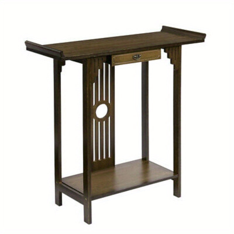 Chinese Style Vintage Console Table Sofa Side Accent Table Entryway with Bottom Shelf -  cm