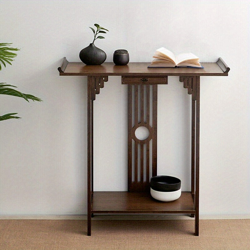 Chinese Style Vintage Console Table Sofa Side Accent Table Entryway with Bottom Shelf -  cm