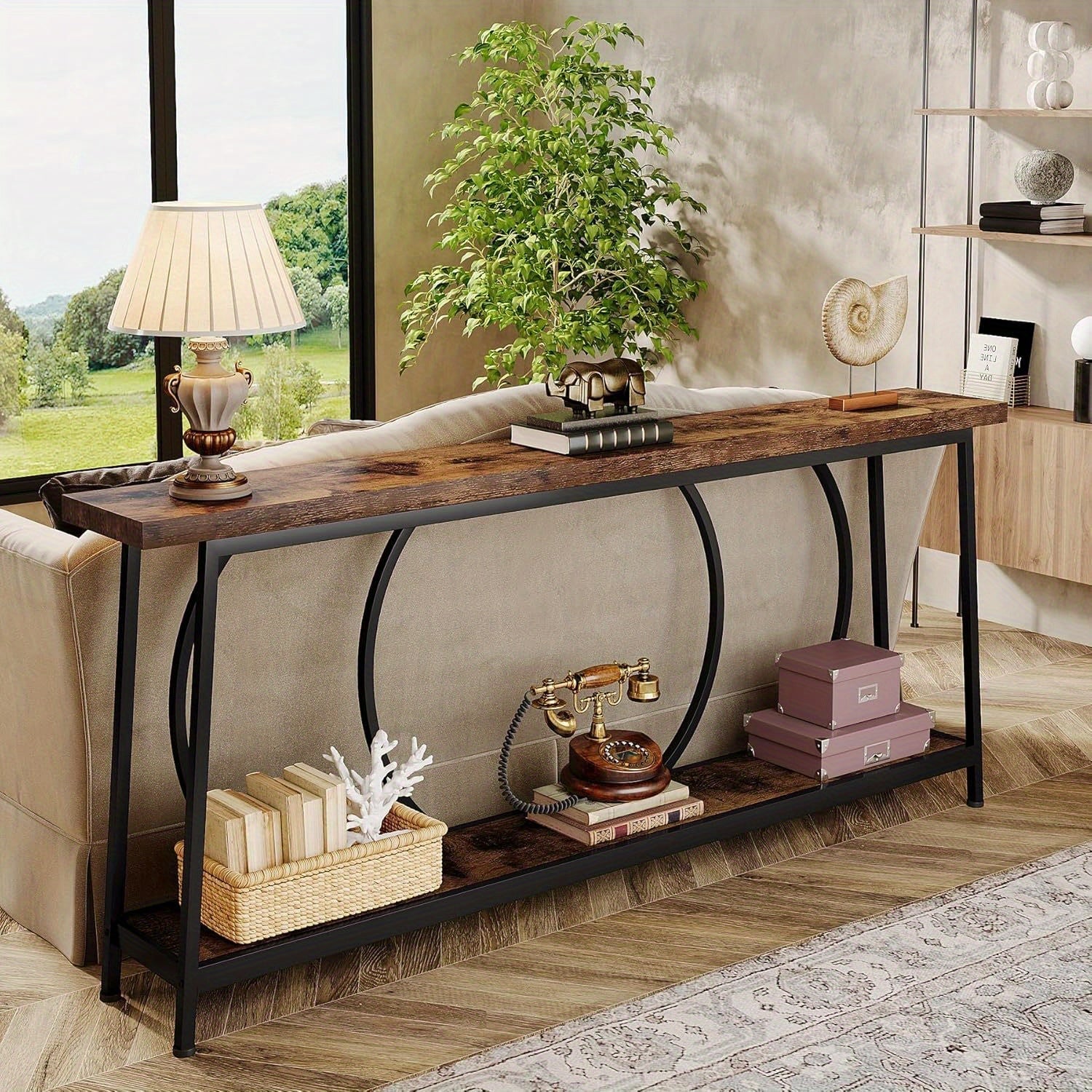 180 cm Narrow Console Table with Storage, Extra Long Modern Entryway Console Table for Entryway Living Room, Christmas Renewal