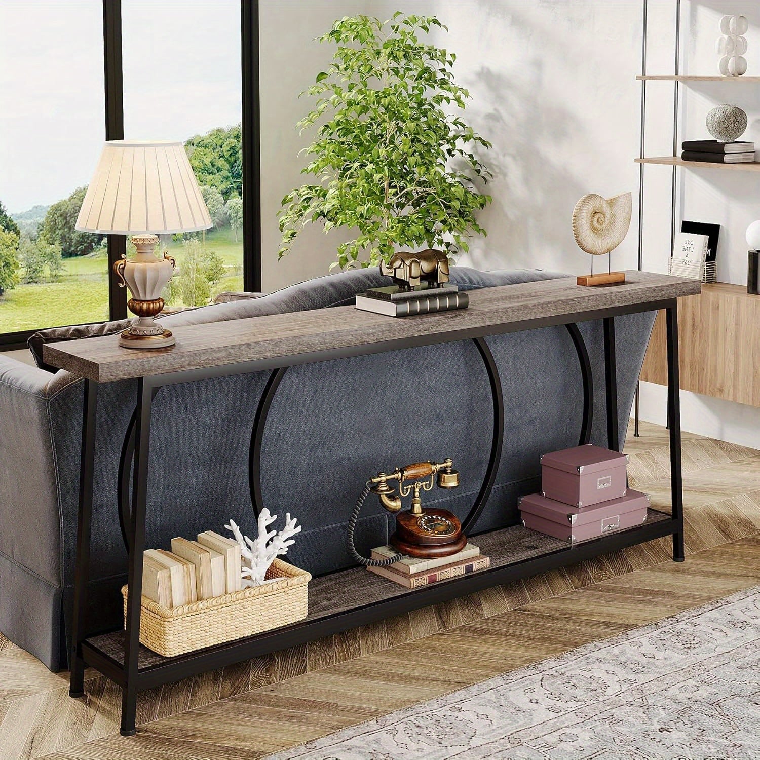 180 cm Narrow Console Table with Storage, Extra Long Modern Entryway Console Table for Entryway Living Room, Christmas Renewal