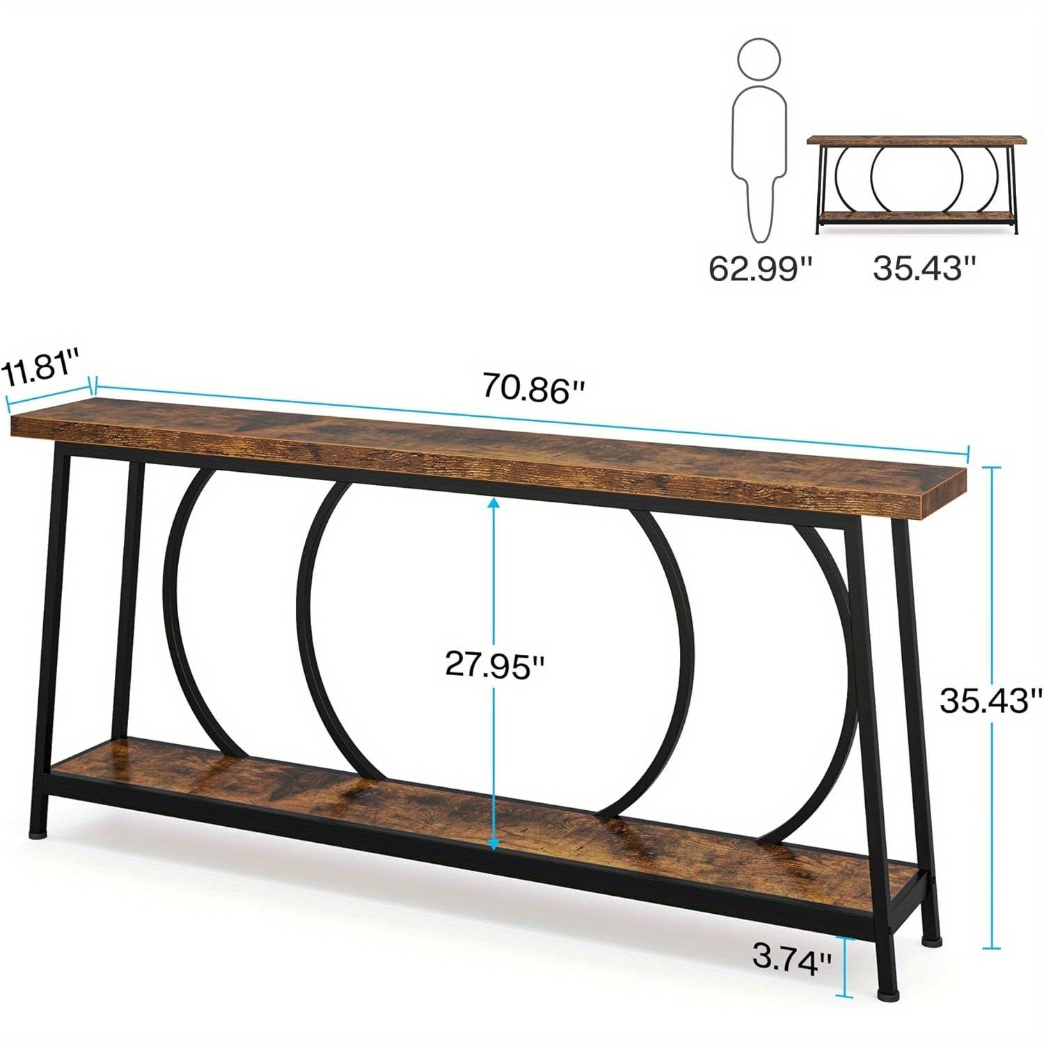 180 cm Narrow Console Table with Storage, Extra Long Modern Entryway Console Table for Entryway Living Room, Christmas Renewal