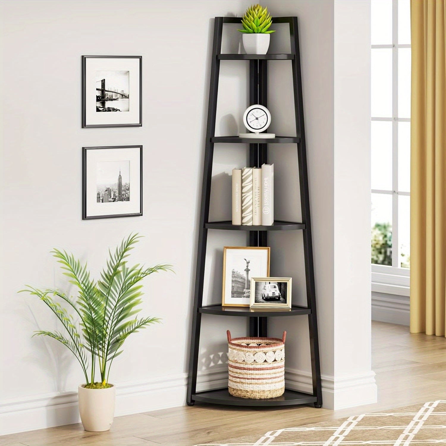 5 Tier Corner storage shelves and Bookcase, 181cm Tall Corner Shelves Standing Shelving Unit Indoor Plant Stand for Home, Office