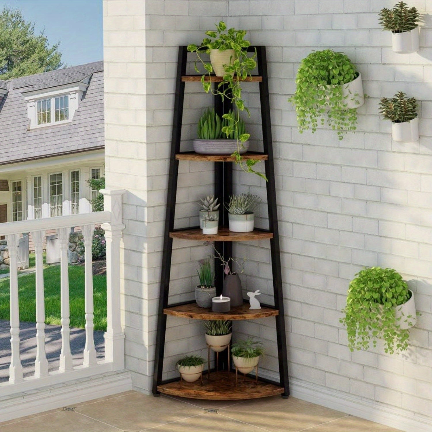 5 Tier Corner storage shelves and Bookcase, 181cm Tall Corner Shelves Standing Shelving Unit Indoor Plant Stand for Home, Office