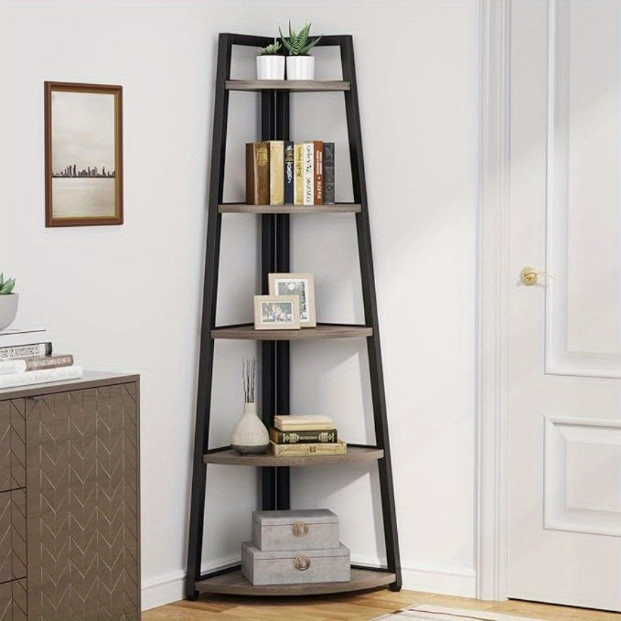 5 Tier Corner storage shelves and Bookcase, 181cm Tall Corner Shelves Standing Shelving Unit Indoor Plant Stand for Home, Office