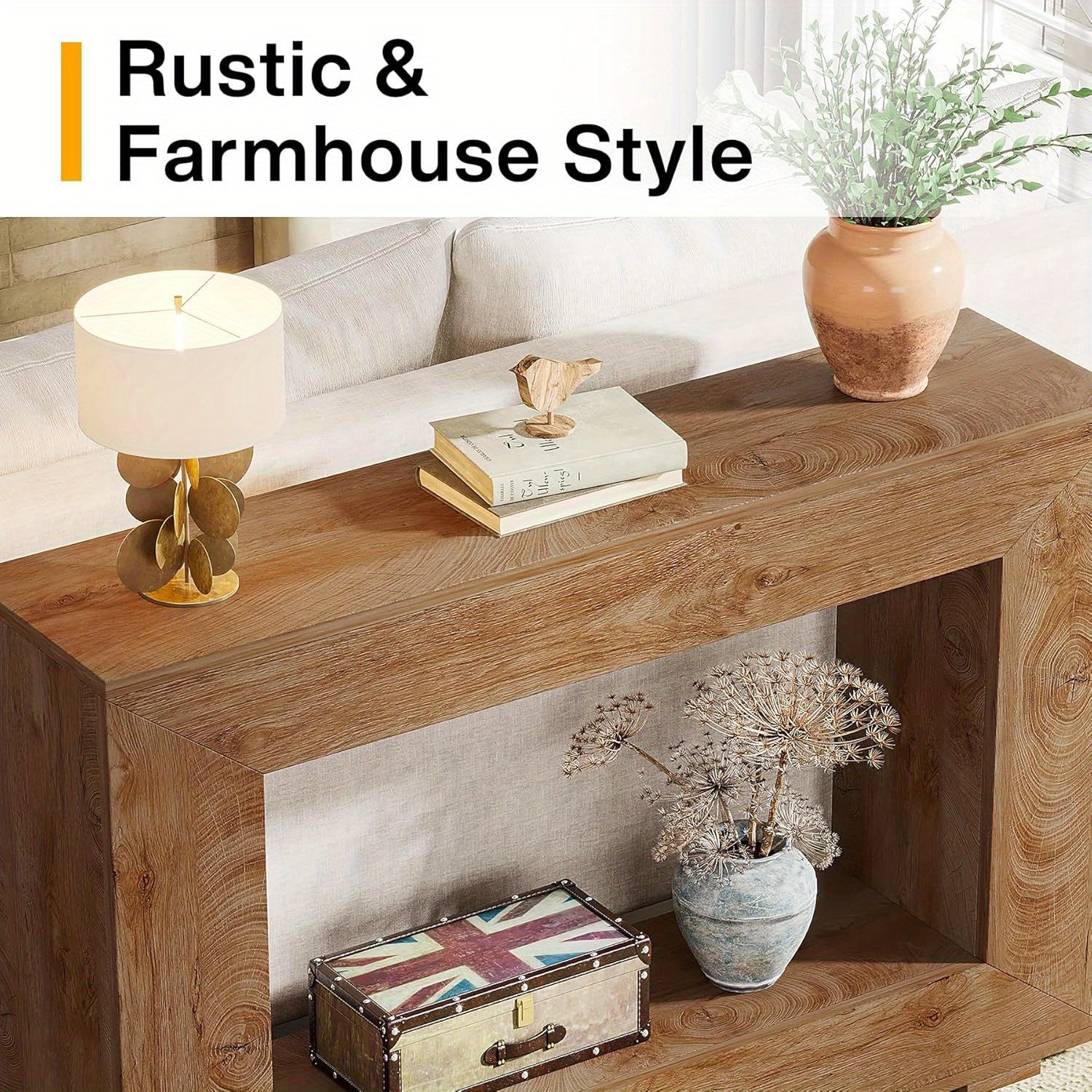 Farmhouse Console Table, 119.38 cm Entryway Console Table With Storage, Modern Hallway Accent Table For Living Room, Entrance, Christmas Renewal